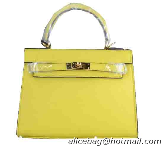 Hermes Kelly 22cm Tote Bag Calfskin Leather Lemon