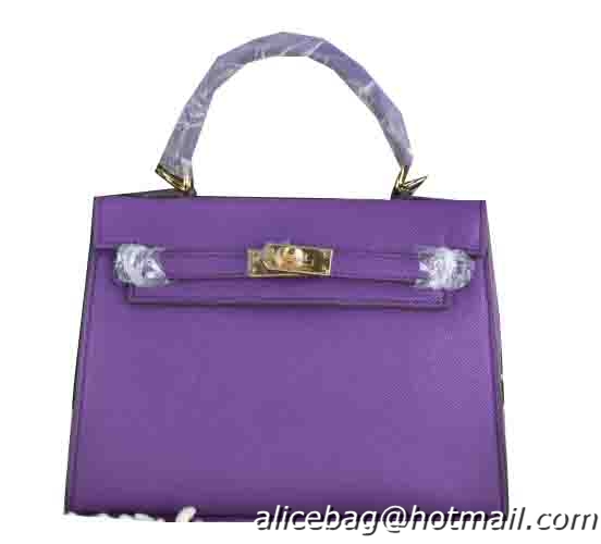 Hermes Kelly 22cm Tote Bag Calfskin Leather Purple