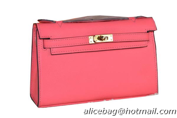 Hermes MINI Kelly 22cm Tote Bag Calfskin Leather Light Red