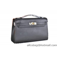 Hermes MINI Kelly 22cm Tote Bag Calfskin Leather Black