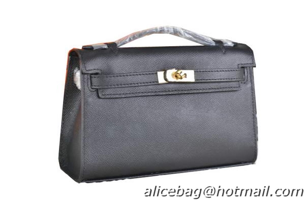 Hermes MINI Kelly 22cm Tote Bag Calfskin Leather Black