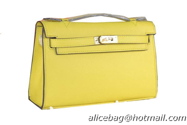 Hermes MINI Kelly 22cm Tote Bag Calfskin Leather Lemon