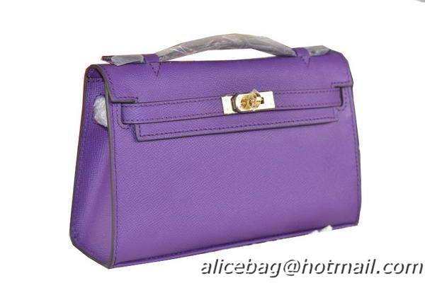 Hermes MINI Kelly 22cm Tote Bag Calfskin Leather Purple