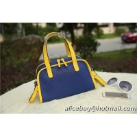 Hermes Boston Bag Grainy Leather H9898 Blue