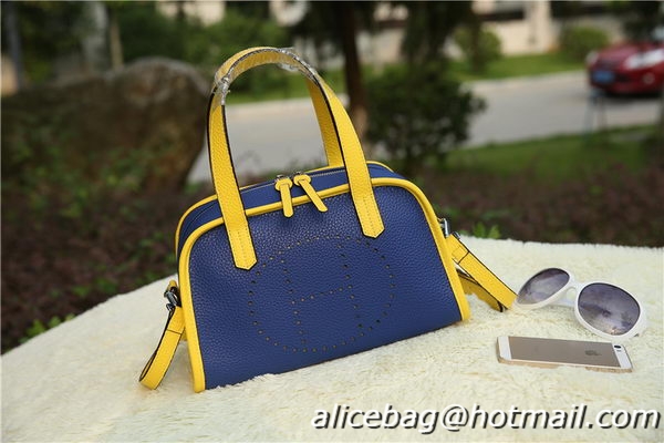 Hermes Boston Bag Grainy Leather H9898 Blue