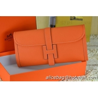 Hermes Jige Clutch Bag Calfskin Leather Orange