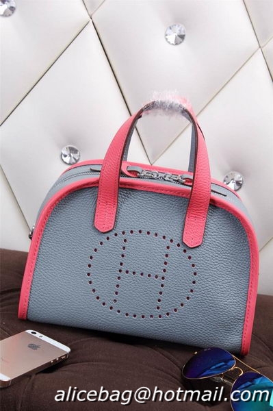 Hermes mini Boston Bag Grainy Leather H26 Blue&Rosy