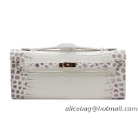 Hermes Kelly Clutch Bag Croco Leather K1002 OffWhite