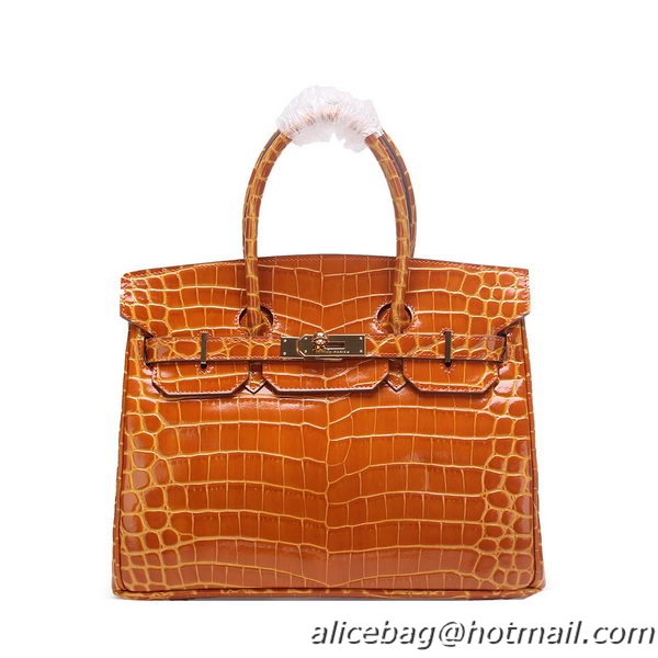 Hermes Birkin 30CM Tote Bags Wheat Iridescent Croco Leather Gold