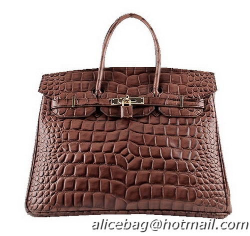 Hermes Birkin 35CM Tote Bags Brown Croco Leather H6089 Gold