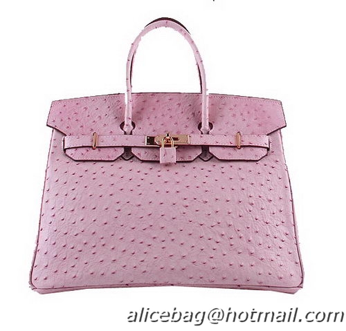 Hermes Birkin 35CM Tote Bags Pink Ostrich Leather H6089 Gold