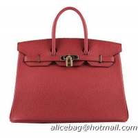 Hermes Birkin 35CM Tote Bags Red Grainy Leather H-35 Gold