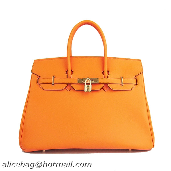 Hermes Birkin 35CM Tote Bag Orange Smooth Leather H6089 Gold