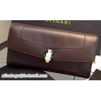 BVLGARI Wallet Pochette in Calf Leather BG0122 Brown