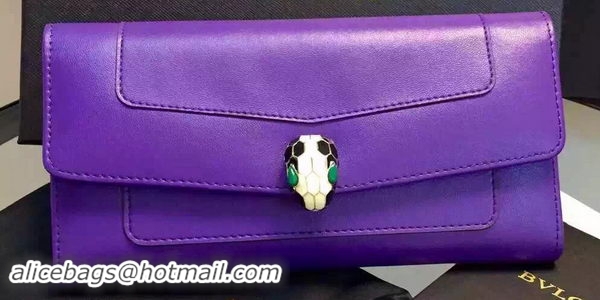 BVLGARI Wallet Pochette in Calf Leather BG0122 Purple