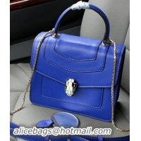 2015 BVLGARI Serpenti Forever Bag Original Leather BG9258 Blue