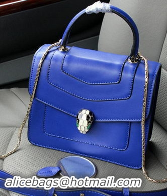 2015 BVLGARI Serpenti Forever Bag Original Leather BG9258 Blue