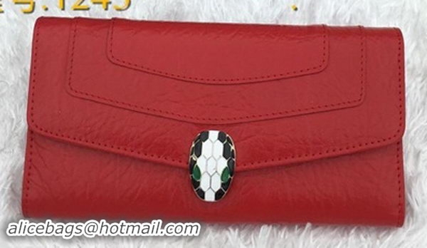 BVLGARI Wallet Pochette in Calf Leather BG1243 Red