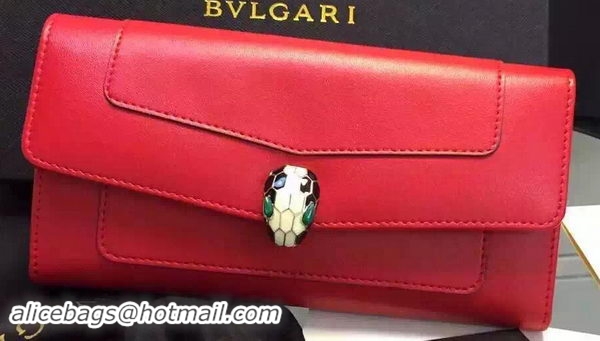 BVLGARI Wallet Pochette in Calf Leather BG0122 Red