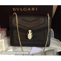 BVLGARI Small Shoulder Bag Calfskin Leather BG48043 Black