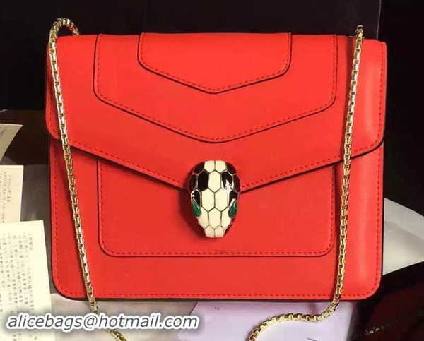 BVLGARI Small Shoulder Bag Calfskin Leather BG48043 Red