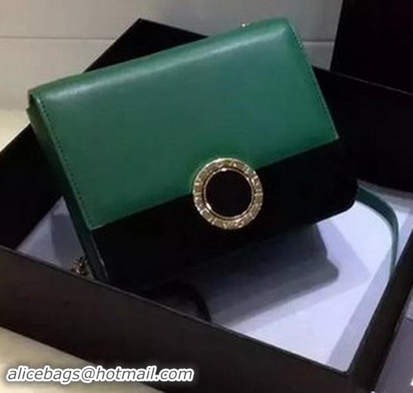 BVLGARI Flap Shoulder Bag Original Leather BG30960 Green