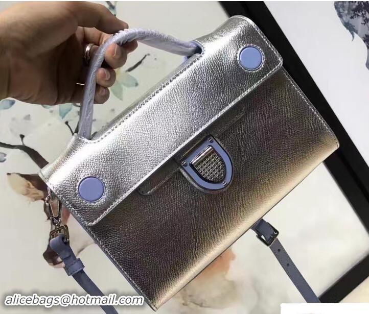 Best Price Dior Leather Diorever Squad Flap Shoulder Tote Bag Spring 51602 Silver