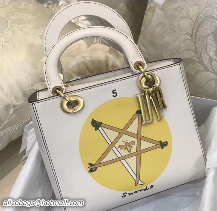 Stylish Dior Swords Handpainted Lady Dior Bag White Cruise 2018 11407