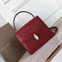 Unique Style BVLGARI Original Calfskin Leather Tote Bag 3781 Red