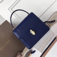 Shop Cheap BVLGARI Original Calfskin Leather Tote Bag 3781 Blue