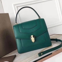 Luxury BVLGARI Original Calfskin Leather Tote Bag 3781 Green