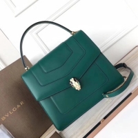 Luxury BVLGARI Original Calfskin Leather Tote Bag 3782 Green