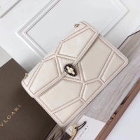 Luxurious BVLGARI Quilted Stardust Original Calfskin Leather 3787 Offwhite