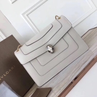 Classic Product BVLGARI Serpenti Forever Original Calfskin Leather Shoulder Bag 3780 Offwhite