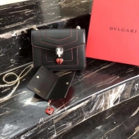 Super Quality BVLGARI Forever Serpenti In Love Shoulder Bag Calfskin Leather BG90031 Black