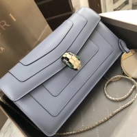 Fashion Bvlgari Original Calfskin Leather serpenti forever Shoulder Bag 97521 Light blue