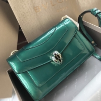 Duplicate BVLGARI Serpenti Forever metallic-leather shoulder bag 4953 green