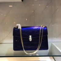 Sophisticated BVLGARI metallic-leather shoulder bag 15004 blue