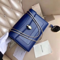 Fashion BVLGARI Serpenti leather shoulder bag 14632 blue