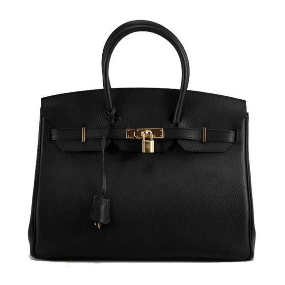 Hermes Birkin 35CM Togo Leather Handbag 6089 Black Golden