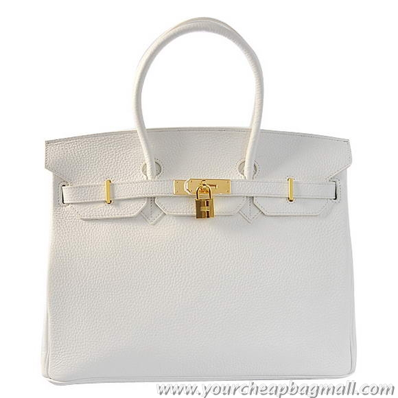 Hermes Birkin 35CM Tote Bags Togo Leather White Golden