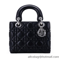 Lady Dior Bag Nano Bag Black Original Leather D44552 Silver