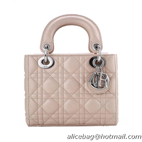 Lady Dior Bag Nano Bag Apricot Original Leather D44552 Silver