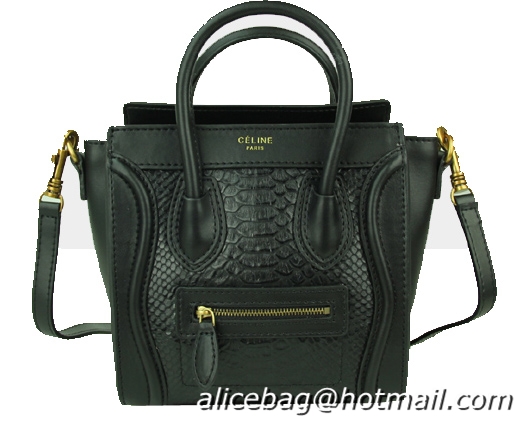 Celine Luggage Nano Bag Snake Leather CL88029 Black