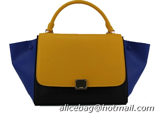 Celine Original Leather Trapeze Bag CL88037 Wheat&Black&Blue