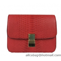 Celine Classic Box Small Flap Bag Snake Leather 11042 Red