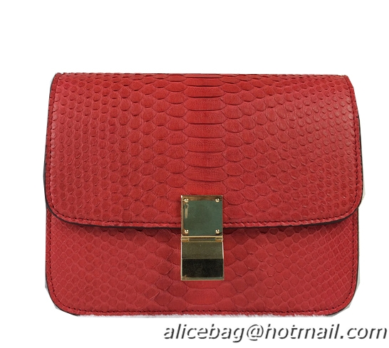 Celine Classic Box Small Flap Bag Snake Leather 11042 Red