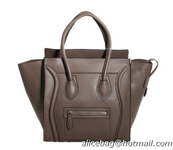 Celine Luggage Mini Boston Tote Bags Clemence Leather 3308 Khaki