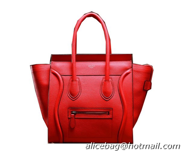 Celine Luggage Mini Boston Tote Bags Clemence Leather 3308 Red