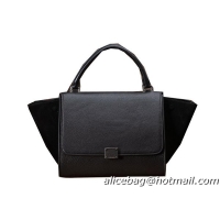 Celine mini Trapeze Top Handle Bag Original Grainy Leather 3342S Black